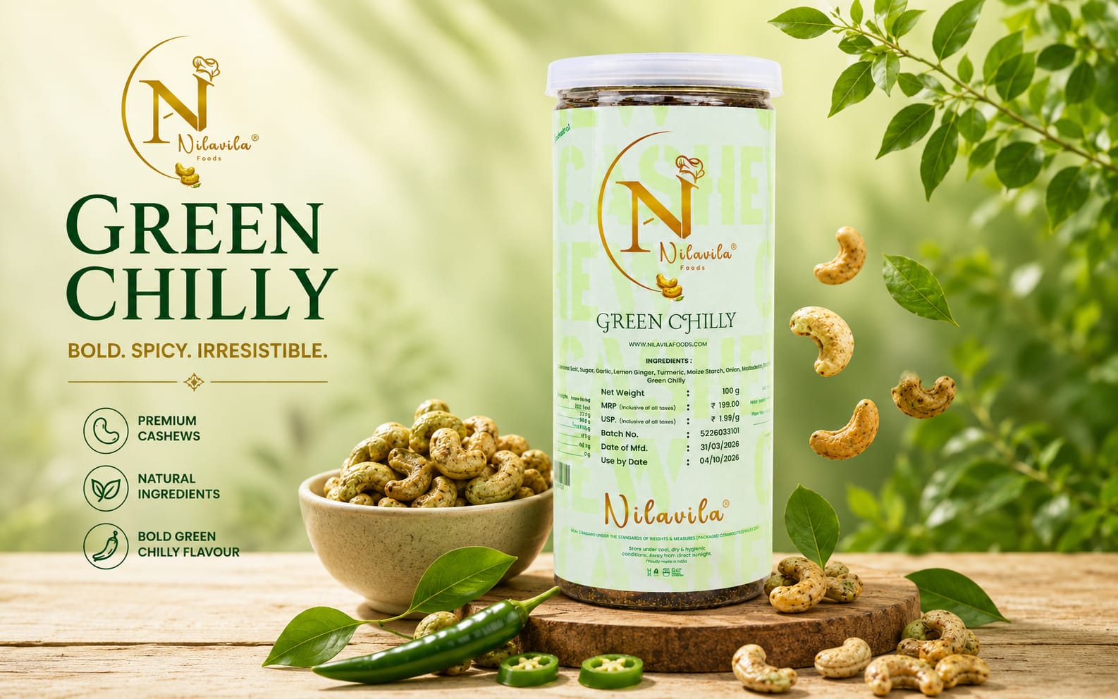 Nilavila Green Chilly Cashews